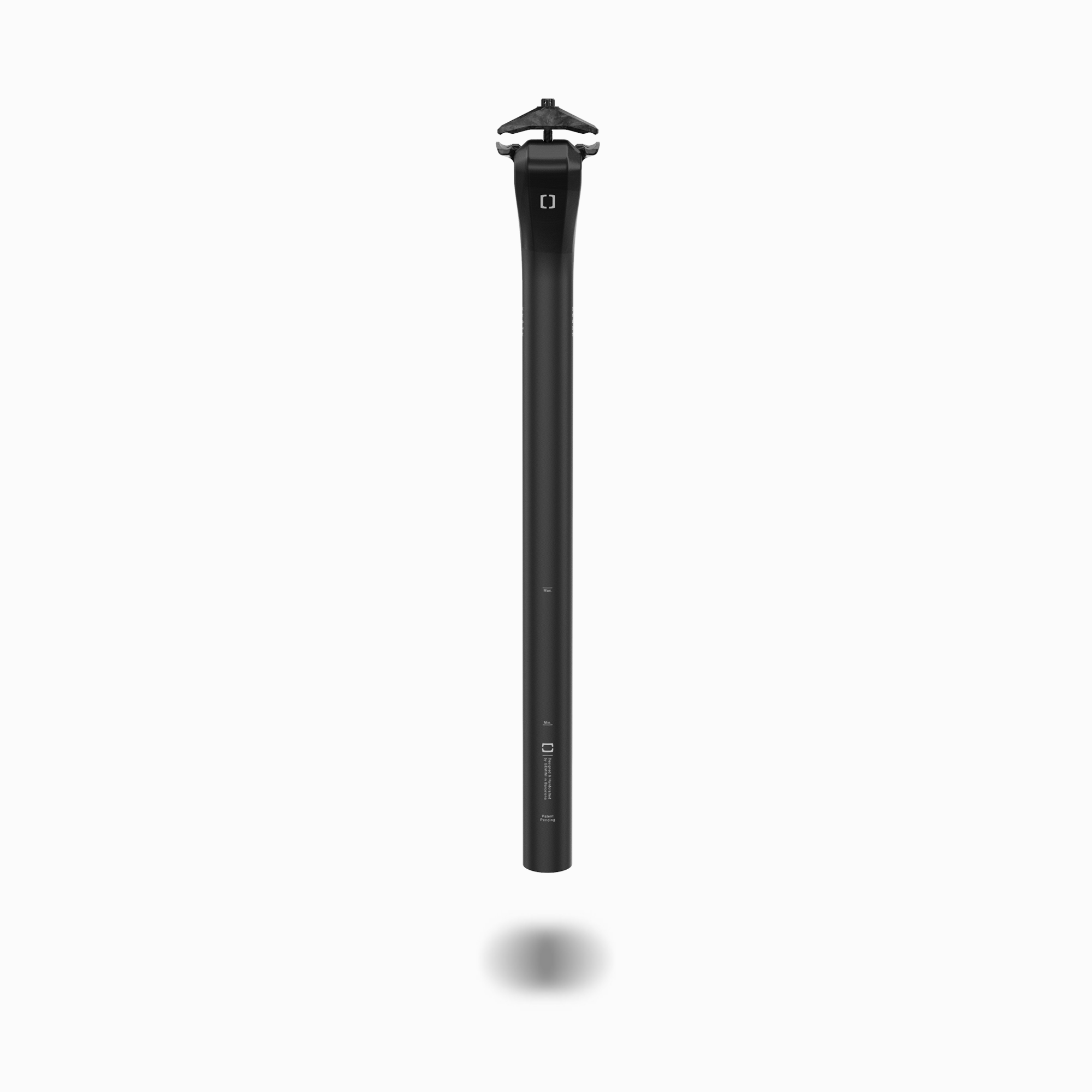 Tija de sillín unibody Gemini ÄLSAK de carbono, vista frontal con acabado mate