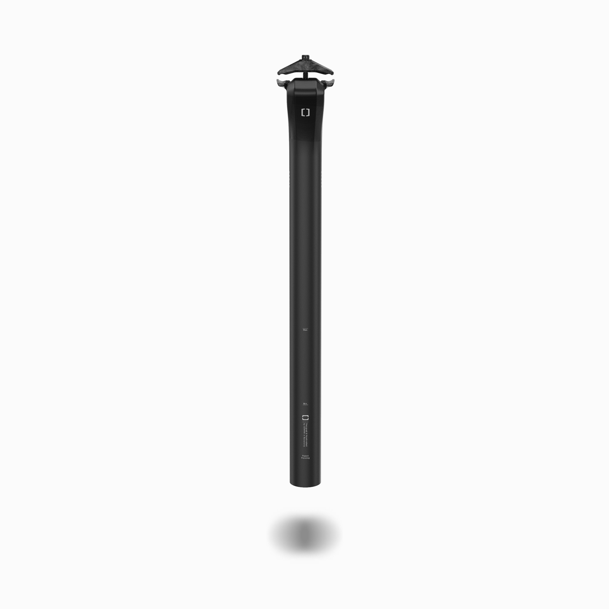 Tija de sillín unibody Gemini ÄLSAK de carbono, vista frontal con acabado mate